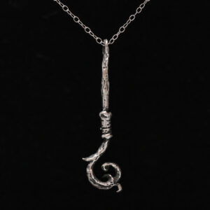 Crook of St. Cyprian ritual charm pendant in solid sterling silver by Sword + Scythe