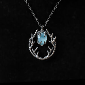 Astrological talismans of fixed star Deneb Algedi featuring chalcedony set in solid sterling silver