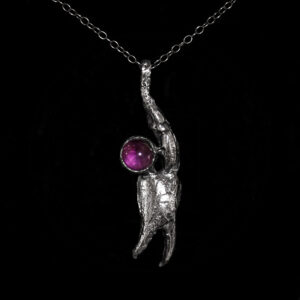 Astrological talismans of Mars in Scorpio featuring amethyst set with basil, garlic, and wolfsbane in solid sterling silver by Sword + Scythe
